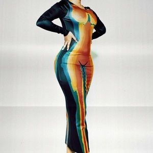 @Onna.us Wild Thing Collection: Thermal Body Print Dress Size: Large